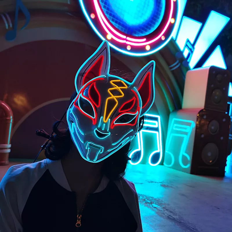 Masque LED néon animal lumineux Halloween cosplay adulte