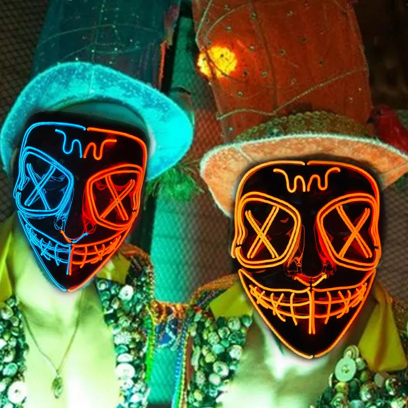 Masque LED néon lapin lumineux Cosplay Halloween