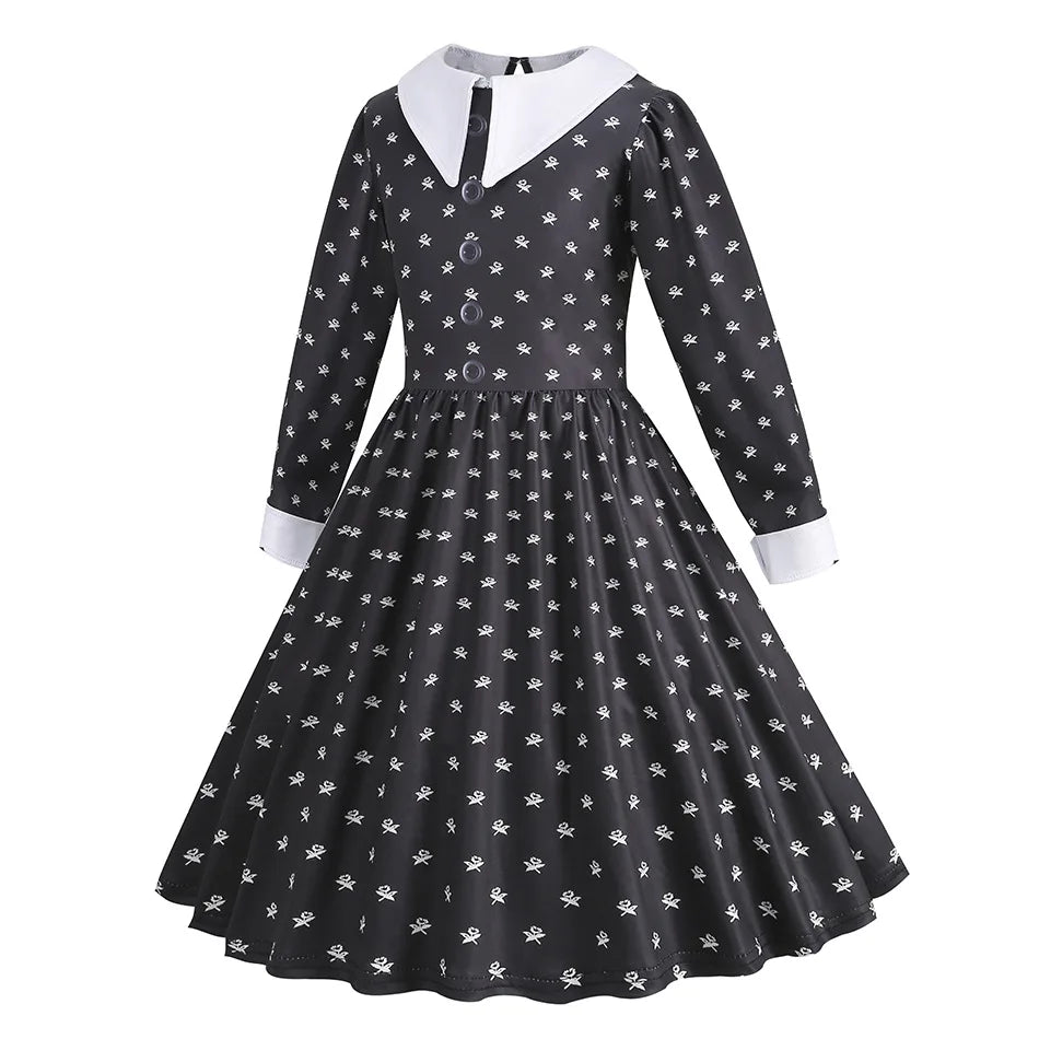 Robe de bal noire Halloween cosplay Famille Adams