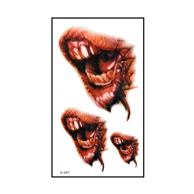 Autocollants de Faux Tatouage Plaie Sanglante Halloween