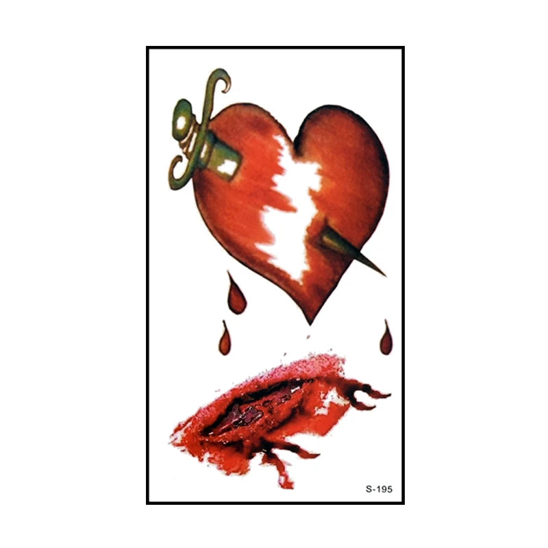 Autocollants de Faux Tatouage Plaie Sanglante Halloween