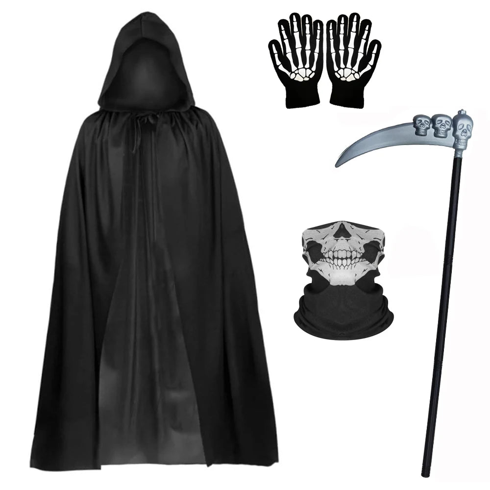 Costume Grim Reaper Halloween 4 pièces adulte et enfant 