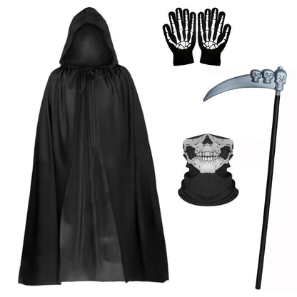 Costume Grim Reaper Halloween 4 pièces adulte et enfant 