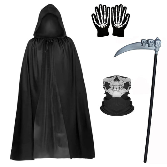Costume Grim Reaper Halloween 4 pièces adulte et enfant 