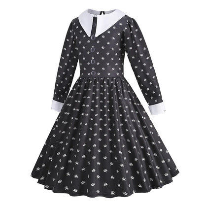 Robe de bal noire Halloween cosplay Famille Adams