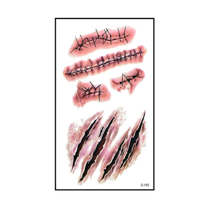 Autocollants de Faux Tatouage Plaie Sanglante Halloween